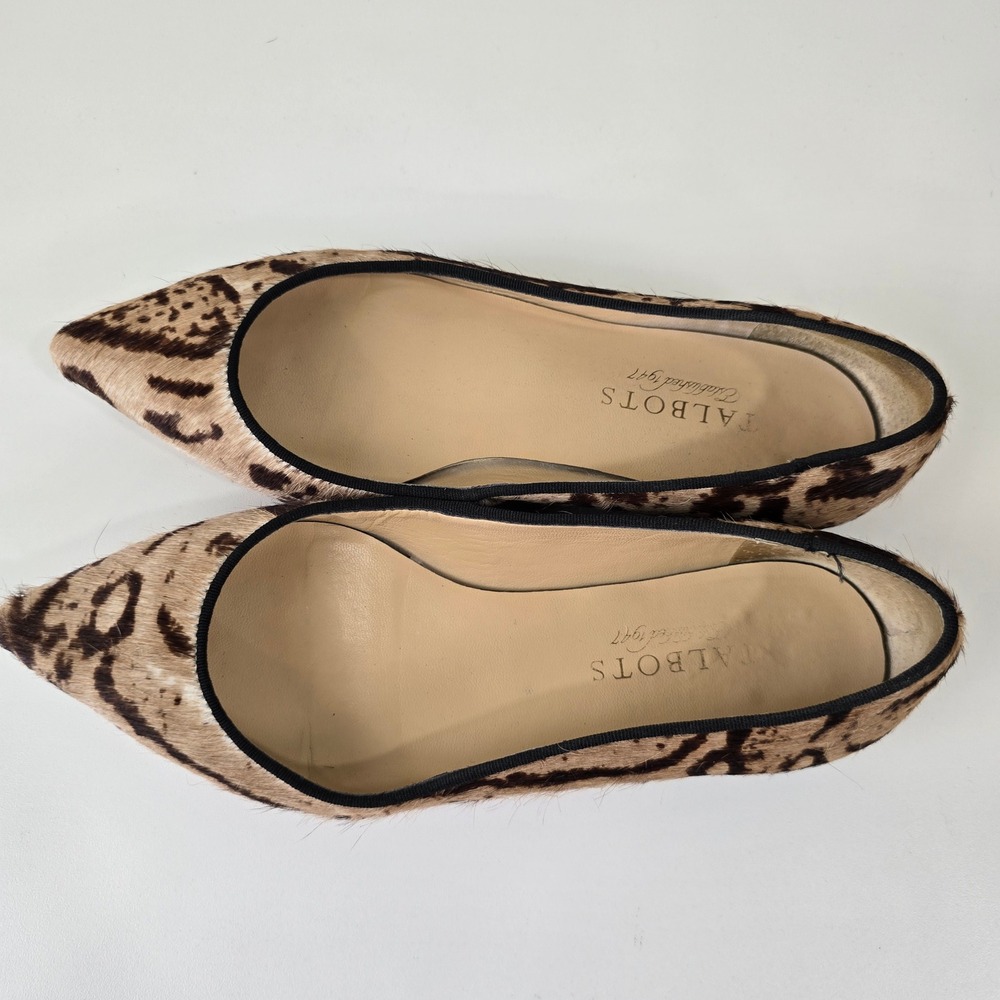 Talbots Calf Hair Animal Print Pointed Toe Ballet Flats Leopard Womens 6B - Picture 6 of 11